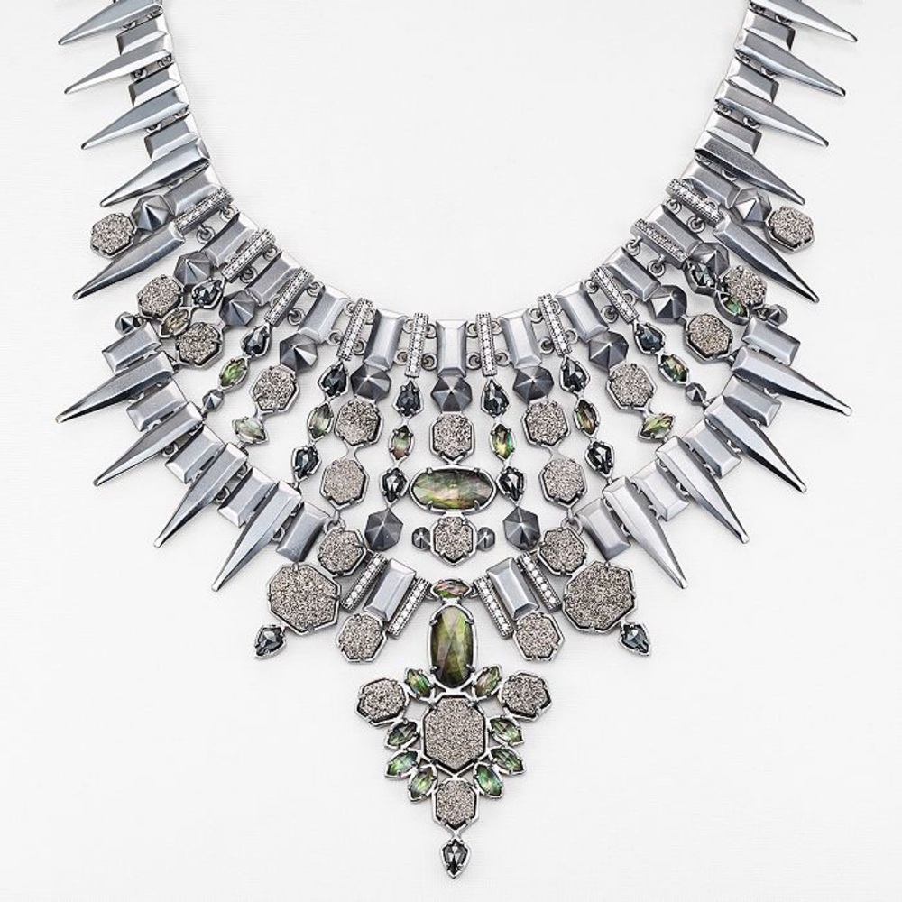 Kendra Scott Seraphina necklace. Antique silver, platinum druzy. Great condition